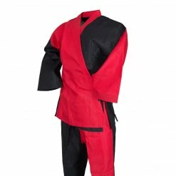 Best Martial Arts / MOOTO USA Karate BMA Dri-Fit Fabric Black/Red Open Uniform
