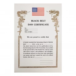 Best Martial Arts / MOOTO USA Certificate "Black Belt Dan" With USA Logo