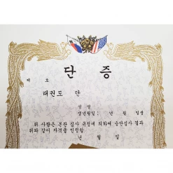 Best Martial Arts / MOOTO USA Certificate "Black Belt Dan" With Flag Logo