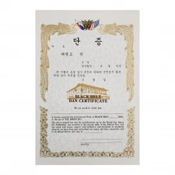 Best Martial Arts / MOOTO USA Certificate "Black Belt Dan" With Flag Logo