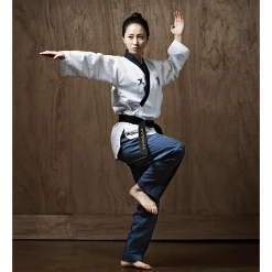 Best Martial Arts / MOOTO USA JCalicu Dan Female Poomsae Uniform (Diamond Fabric) Closeout Sale